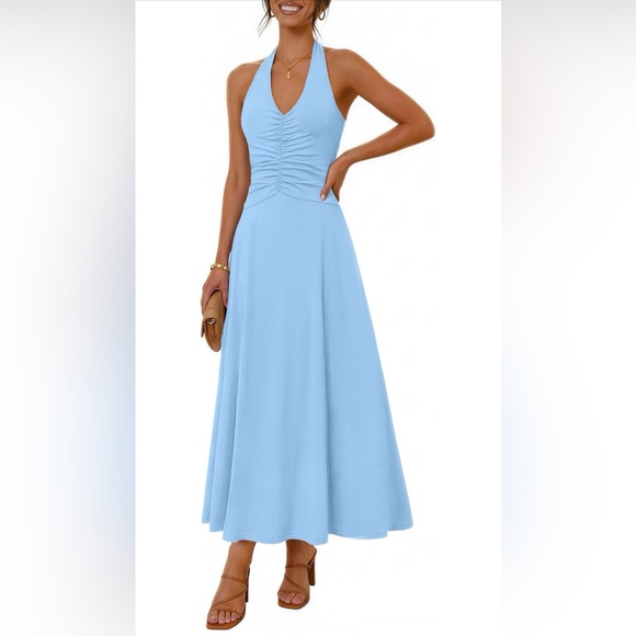 Amazon Dresses & Skirts - NWT BLUE HALTER MAXI DRESS-S